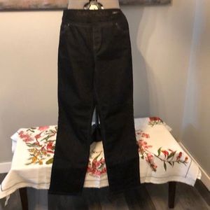 Dark wash pull on denim pants